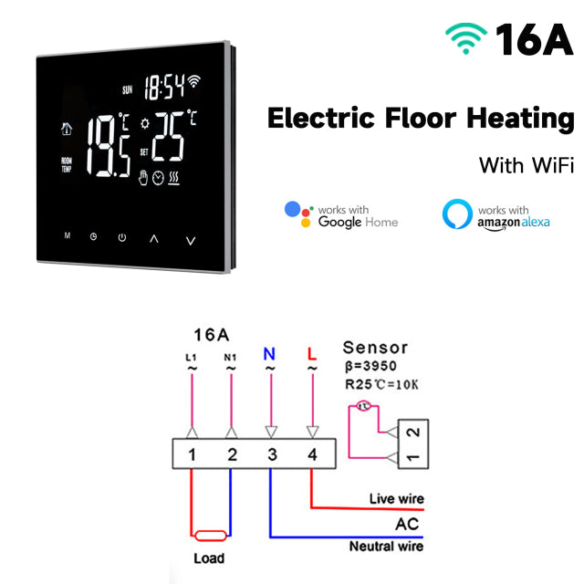 WiFi Smart Thermostat LCD Display